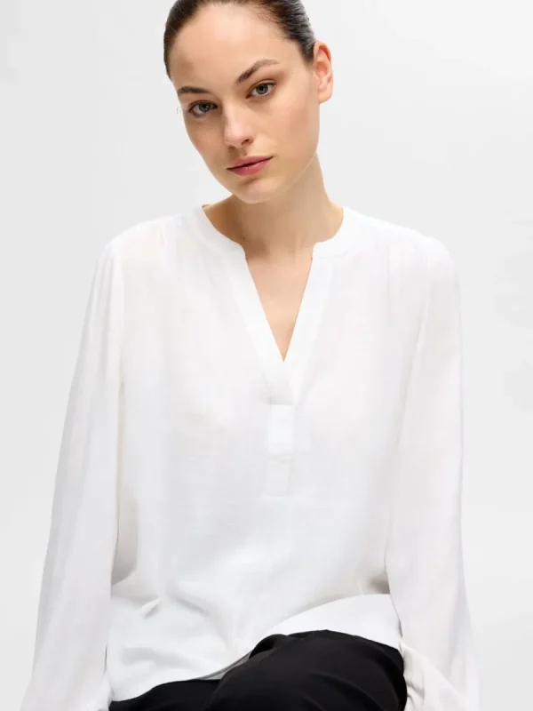 SELECTED LÅNGA ÄRMAR BLUS White Clearance
