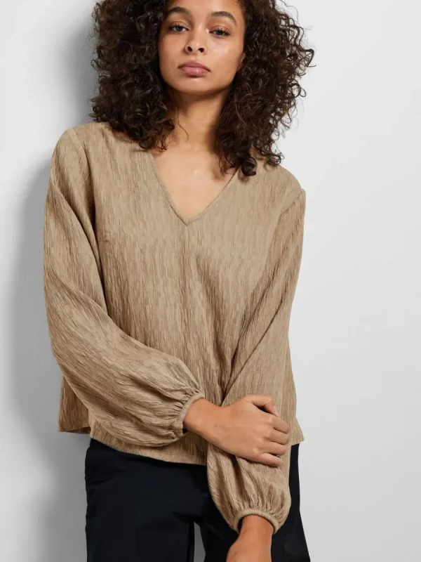SELECTED LÅNGA ÄRMAR BLUS Brown Best Sale