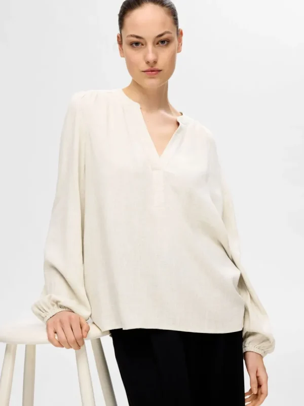 SELECTED LÅNGA ÄRMAR BLUS Beige New