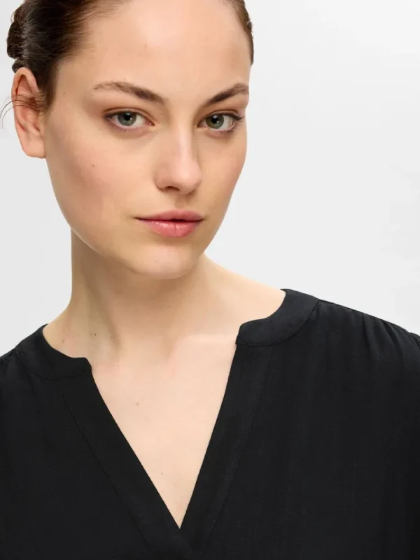 SELECTED LÅNGA ÄRMAR BLUS Black Discount