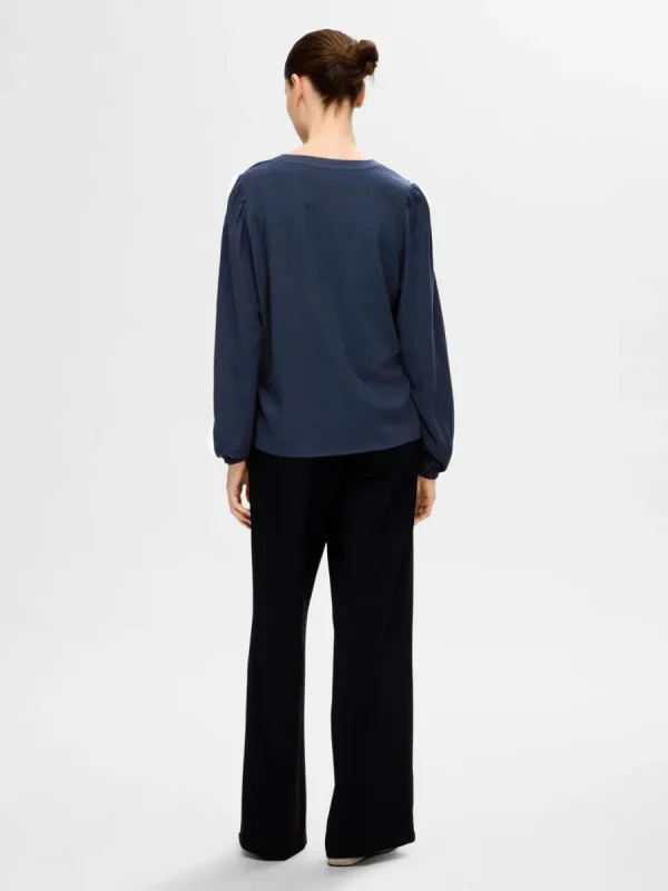SELECTED LÅNGA ÄRMAR BLUS Blue Outlet