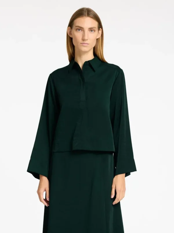 SELECTED LÅNGA ÄRMAR CROPPAD SKJORTA Green Clearance