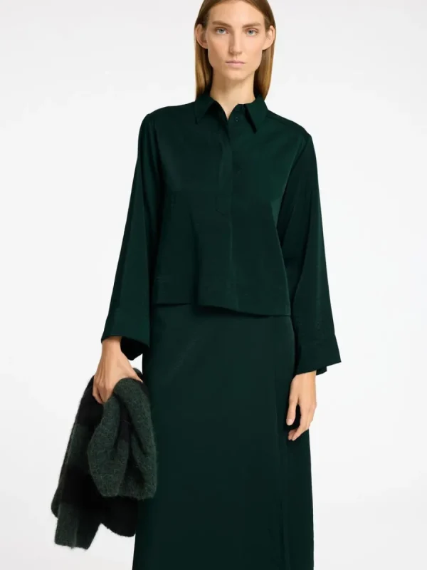 SELECTED LÅNGA ÄRMAR CROPPAD SKJORTA Green Clearance