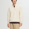 SELECTED LÅNGA ÄRMAR FLEECE MED HALVLÅNGT BLIXTLÅS Beige New