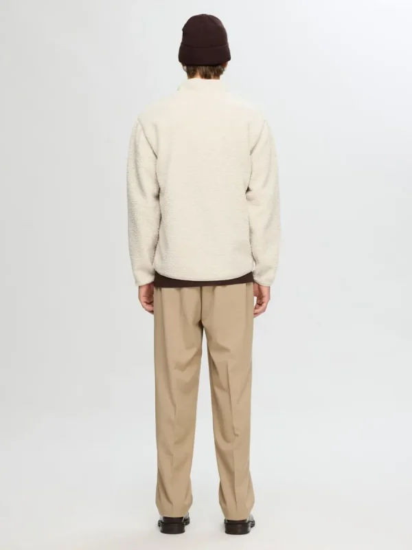 SELECTED LÅNGA ÄRMAR FLEECE MED HALVLÅNGT BLIXTLÅS Beige New