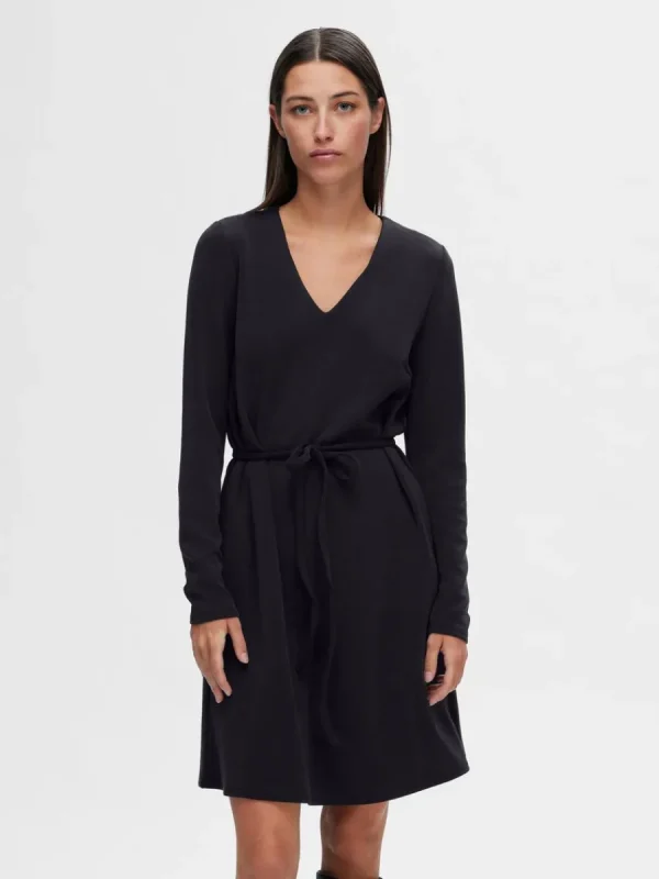 SELECTED LÅNGA ÄRMAR KORT KLÄNNING Black Hot