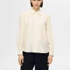 SELECTED LÅNGA ÄRMAR SATINSKJORTA Beige Store