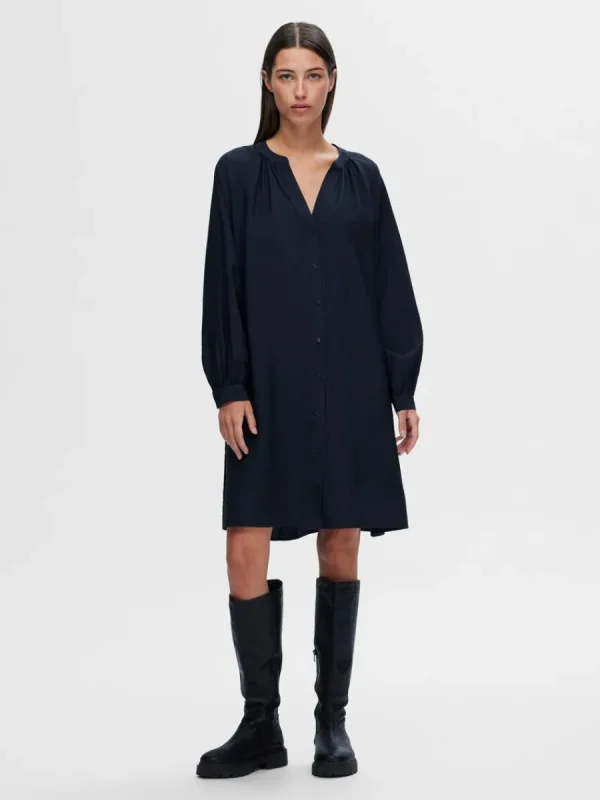 SELECTED LÅNGA ÄRMAR SKJORTKLÄNNING Blue Sale