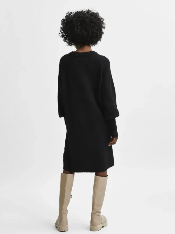 SELECTED LÅNGA ÄRMAR STICKAD KLÄNNING Black New