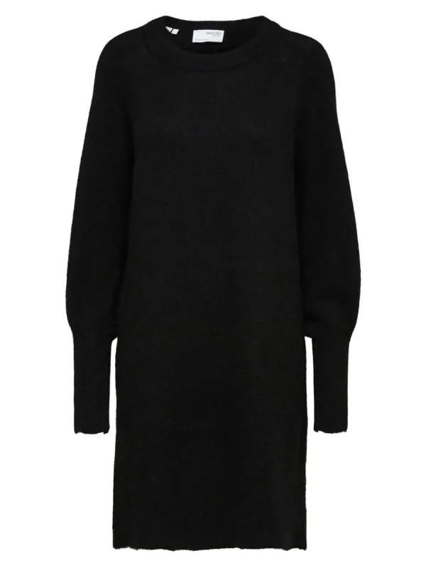 SELECTED LÅNGA ÄRMAR STICKAD KLÄNNING Black New