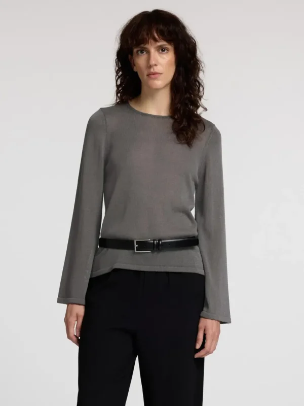 SELECTED LÅNGA ÄRMAR STICKAD TOPP Grey Clearance