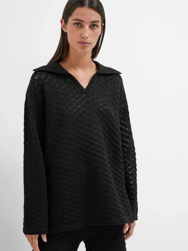 SELECTED LÅNGA ÄRMAR STICKAD TOPP Black Store