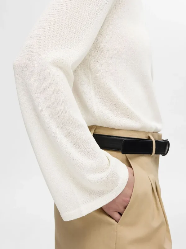 SELECTED LÅNGA ÄRMAR STICKAD TOPP Beige Clearance