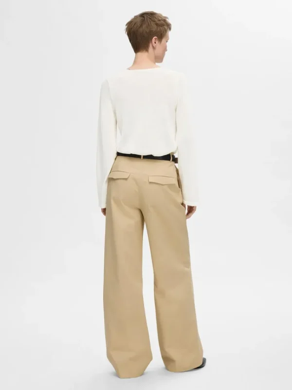 SELECTED LÅNGA ÄRMAR STICKAD TOPP Beige Clearance