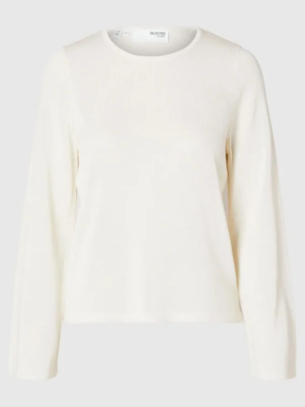 SELECTED LÅNGA ÄRMAR STICKAD TOPP Beige Clearance