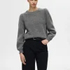 SELECTED LÅNGA ÄRMAR STICKAD TRÖJA Grey Cheap
