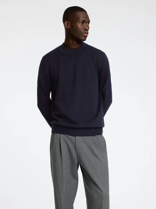 SELECTED LÅNGA ÄRMAR STICKAD TRÖJA Blue Best Sale