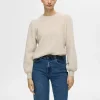 SELECTED LÅNGA ÄRMAR STICKAD TRÖJA Beige Shop