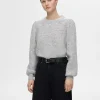 SELECTED LÅNGA ÄRMAR STICKAD TRÖJA Grey Best