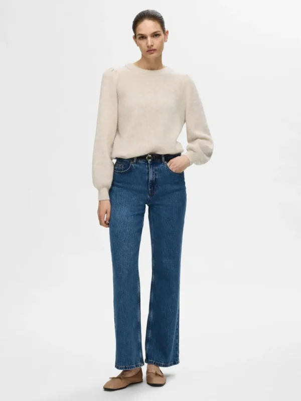 SELECTED LÅNGA ÄRMAR STICKAD TRÖJA Beige Shop