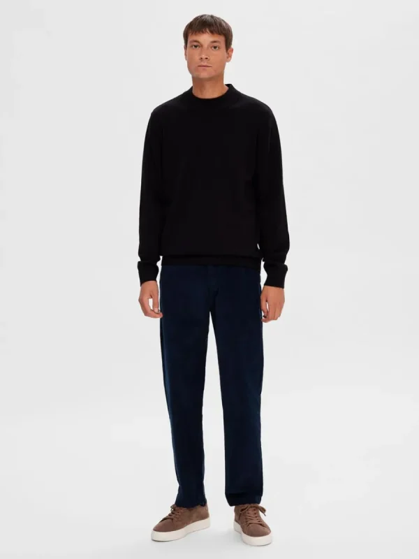 SELECTED LÅNGA ÄRMAR STICKAD TRÖJA Black Outlet