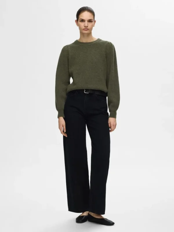SELECTED LÅNGA ÄRMAR STICKAD TRÖJA Green Shop