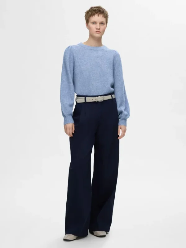 SELECTED LÅNGA ÄRMAR STICKAD TRÖJA Blue Best