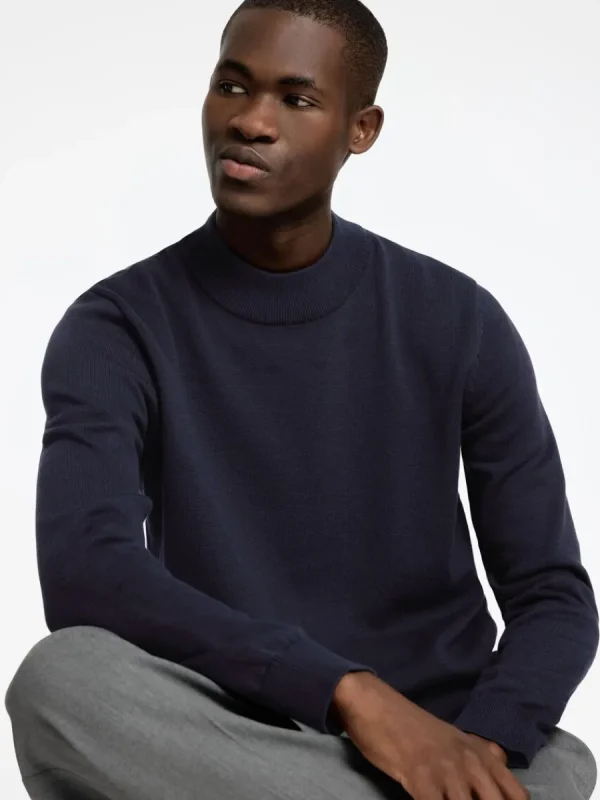 SELECTED LÅNGA ÄRMAR STICKAD TRÖJA Blue Best Sale