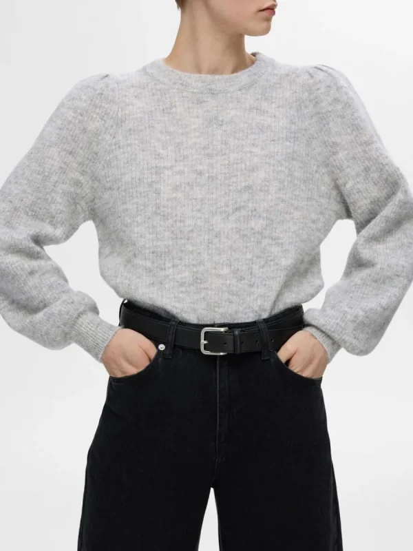SELECTED LÅNGA ÄRMAR STICKAD TRÖJA Grey Best