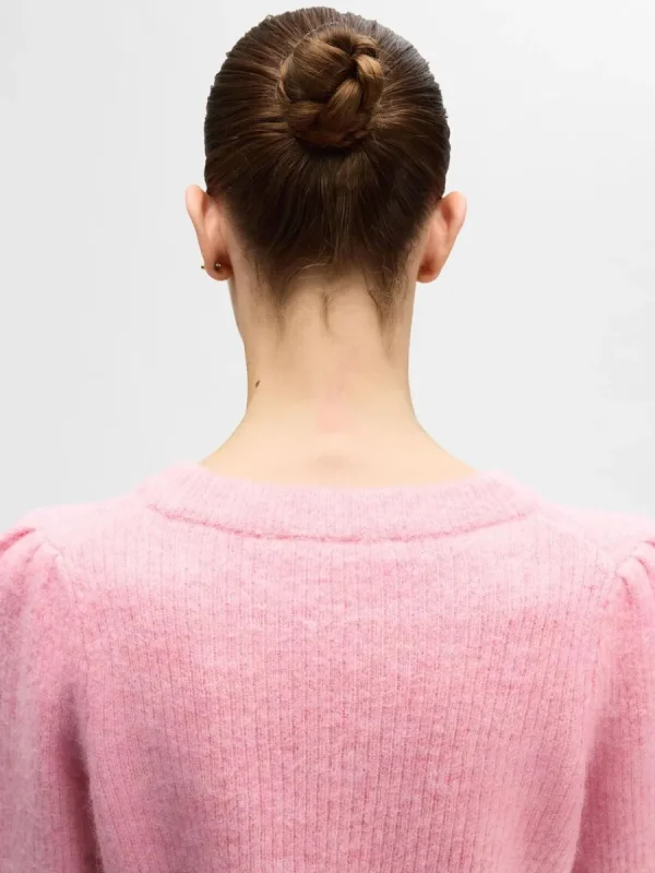 SELECTED LÅNGA ÄRMAR STICKAD TRÖJA Pink Discount