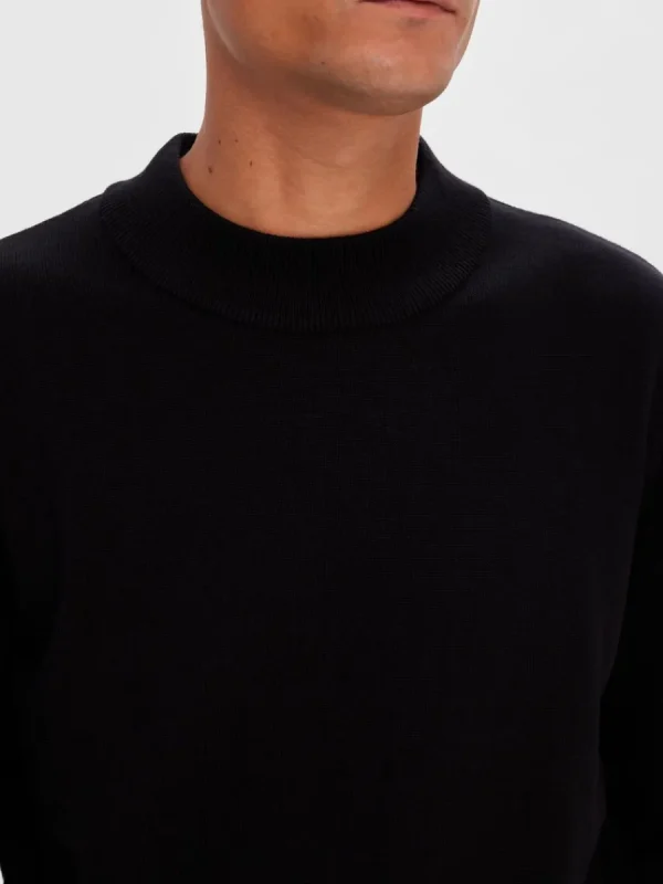 SELECTED LÅNGA ÄRMAR STICKAD TRÖJA Black Outlet