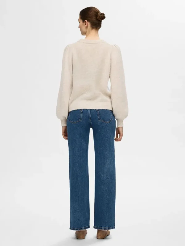 SELECTED LÅNGA ÄRMAR STICKAD TRÖJA Beige Shop