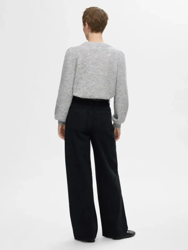 SELECTED LÅNGA ÄRMAR STICKAD TRÖJA Grey Best