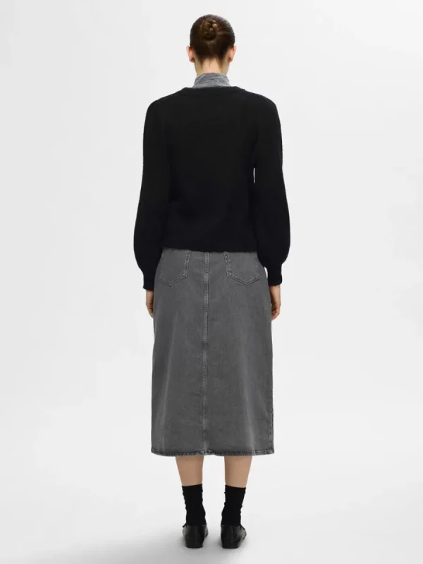 SELECTED LÅNGA ÄRMAR STICKAD TRÖJA Black Hot