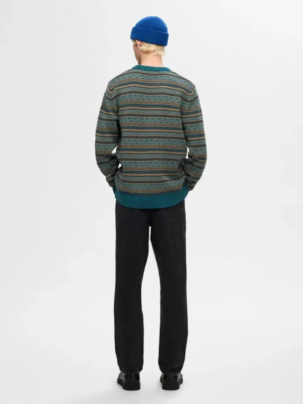 SELECTED LÅNGA ÄRMAR STICKAD TRÖJA Blue Flash Sale