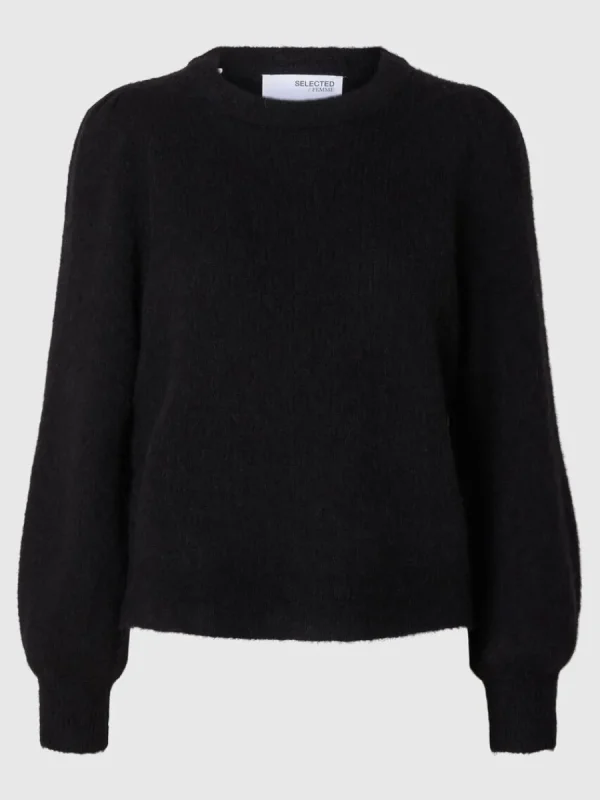 SELECTED LÅNGA ÄRMAR STICKAD TRÖJA Black Hot
