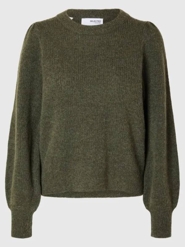 SELECTED LÅNGA ÄRMAR STICKAD TRÖJA Green Shop