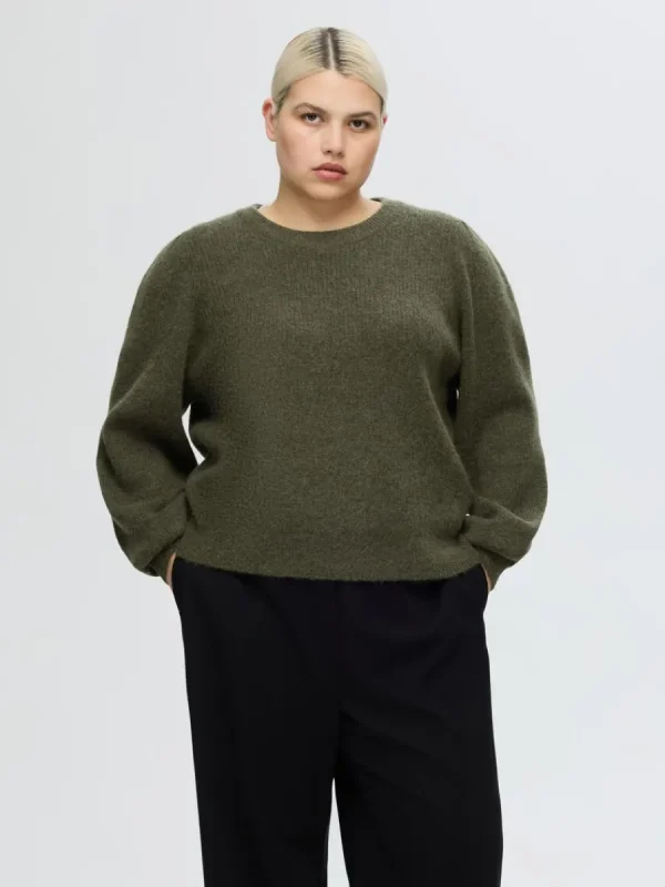 SELECTED LÅNGA ÄRMAR STICKAD TRÖJA Green Shop