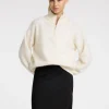 SELECTED LÅNGA ÄRMAR TRÖJA MED HALVLÅNGT BLIXTLÅS White Best Sale