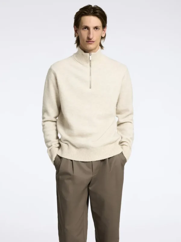 SELECTED LÅNGA ÄRMAR TRÖJA MED HALVLÅNGT BLIXTLÅS Beige Outlet
