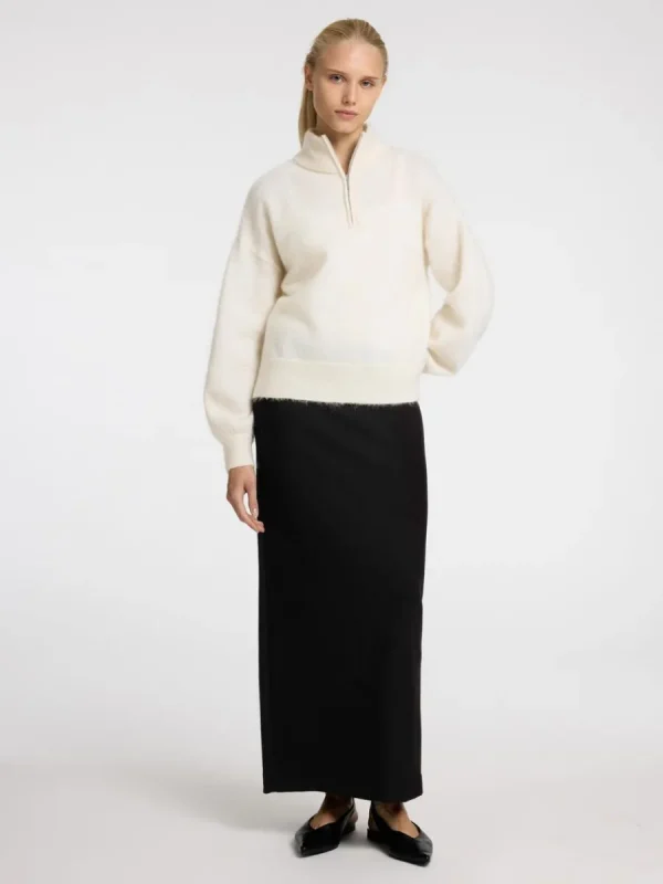 SELECTED LÅNGA ÄRMAR TRÖJA MED HALVLÅNGT BLIXTLÅS White Best Sale