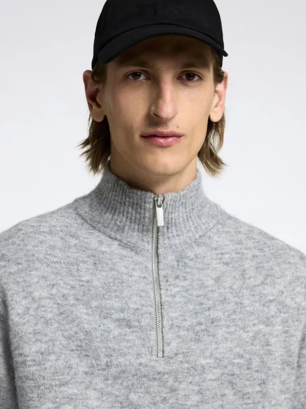 SELECTED LÅNGA ÄRMAR TRÖJA MED HALVLÅNGT BLIXTLÅS Grey Discount