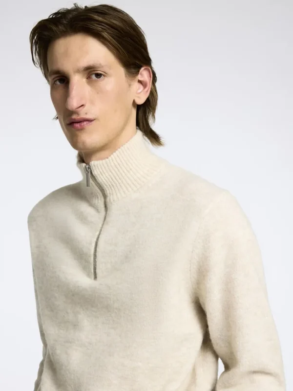 SELECTED LÅNGA ÄRMAR TRÖJA MED HALVLÅNGT BLIXTLÅS Beige Outlet