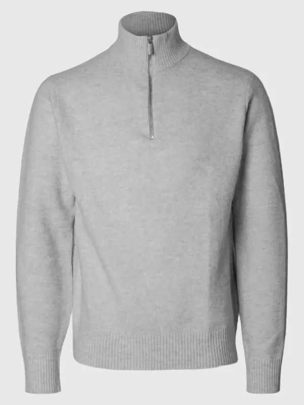 SELECTED LÅNGA ÄRMAR TRÖJA MED HALVLÅNGT BLIXTLÅS Grey Discount