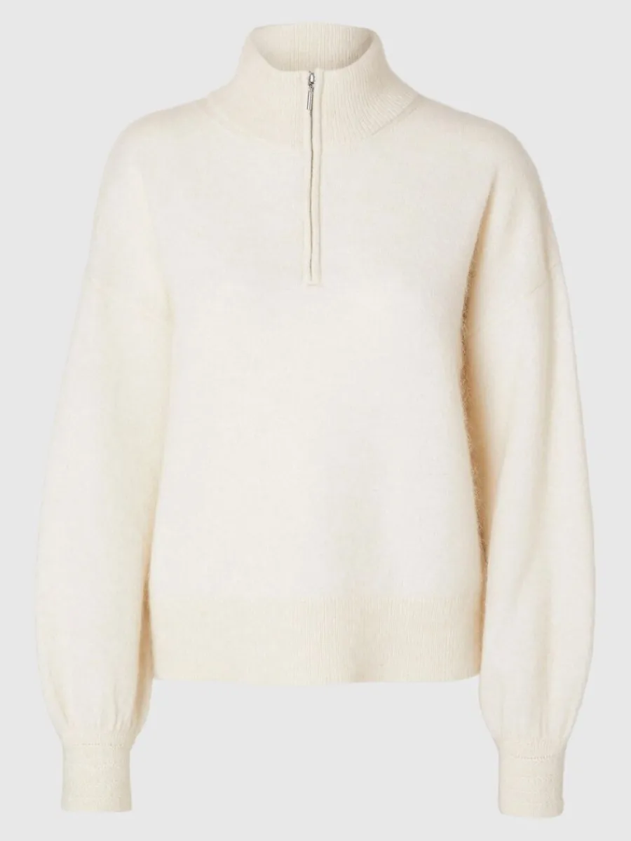 lnga_rmar_trja_med_halvln_5.webp SELECTED LÅNGA ÄRMAR TRÖJA MED HALVLÅNGT BLIXTLÅS White Best Sale