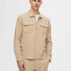 SELECTED LÅNGA ÄRMAR ÖVERSKJORTA Beige Clearance