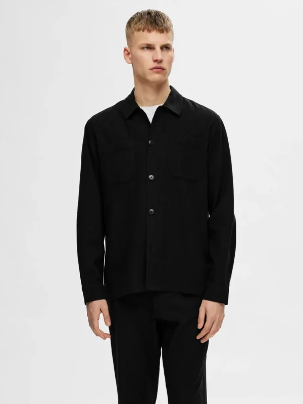 SELECTED LÅNGA ÄRMAR ÖVERSKJORTA Black Clearance