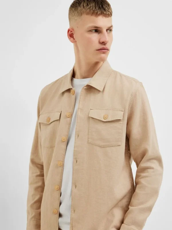 SELECTED LÅNGA ÄRMAR ÖVERSKJORTA Beige Clearance