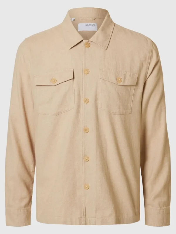 SELECTED LÅNGA ÄRMAR ÖVERSKJORTA Beige Clearance
