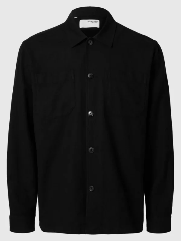 SELECTED LÅNGA ÄRMAR ÖVERSKJORTA Black Clearance